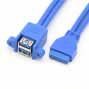 19-PIN DUAL USB 3.0สายเคเบิลต่อขยายตัวเมียแจ็กเก็ตพีวีซีถักเปียแผงเคสเมนบอร์ดคอมพิวเตอร์ติดสกรูเคสภายใน20-Pin - Product Image 1