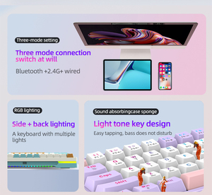 Promoción de alta calidad Tri-mode Hot swappable 63 Keyboard multi-color keycaps Teclados mecánicos para Computadora Portátil para Mac para PC - Product Image 2