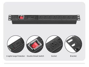1U Rack PDU 8xNEMA5-15R 15A | SPD Protected Power Distribution for Servers - Product Image 3