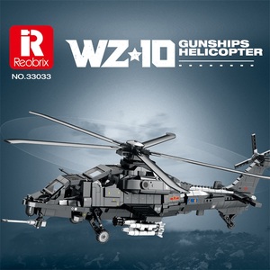 Reobrix WZ-10 Military Series Black Hawk <strong>Commandos</strong> Helicopter Model Blocks Building <strong>Toys</strong> Kids DIY Bricks Sets for Children