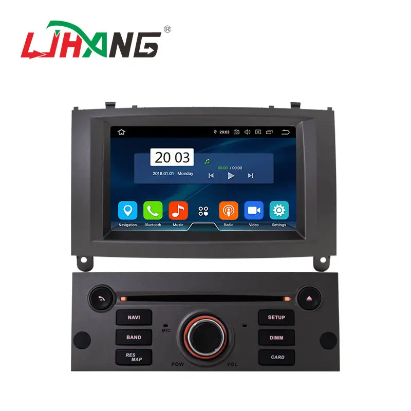 LJHANG مشغّل قرص فيديو رقمي خاص للسيارات لبيجو 407 الوسائط المتعددة راديو مع نظام أندرويد 10.0 4 + 64G ثماني النواة 7 بوصة تعمل باللمس