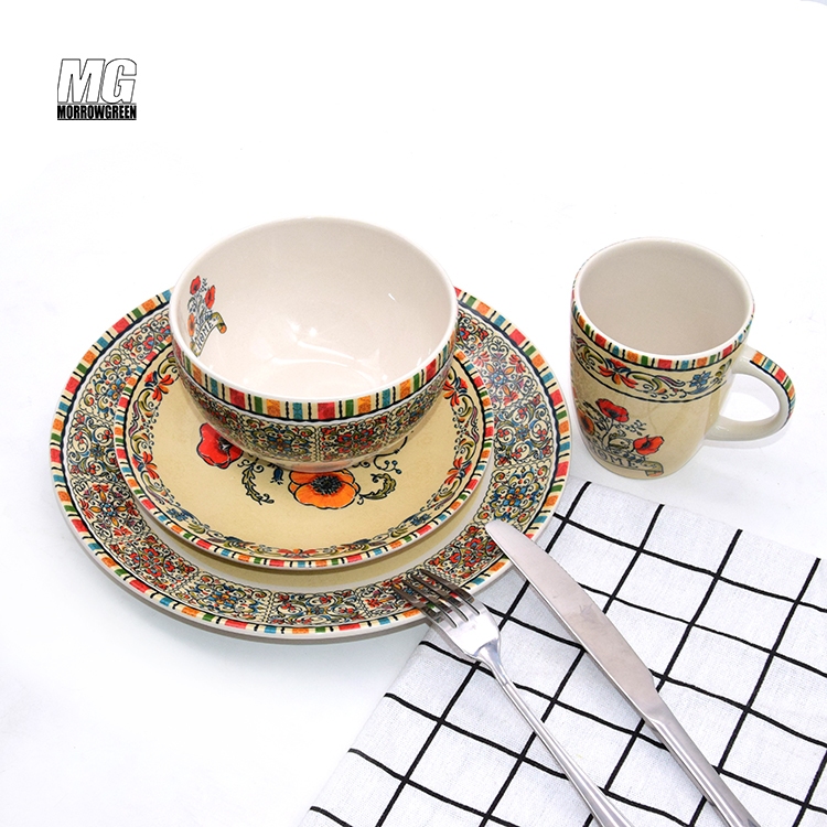 Ceramic Stoneware Porcelain Engraving New Arrived concise design restaurant hotel serving 16pcs dinner set ceramic