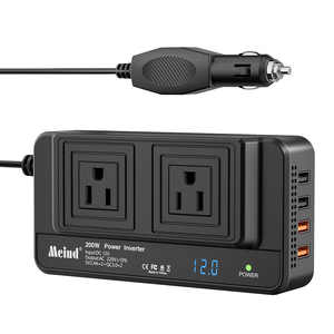 Inversor de corriente de salida de 12V CC a CA 220V 110V, inversor de coche con adaptador de coche USB Dual 5V4.8A, EE. UU., Reino Unido para múltiples dispositivos de menos de 200W - Product Image 1