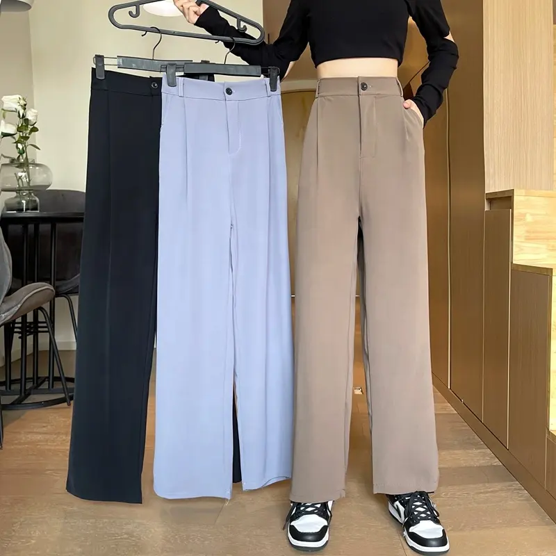 Women Loose High Waist Wide Leg Pants 2021 Spring Autumn Casual Straight Suits Pant Female Solid Plus Size 4XL Long Trousers