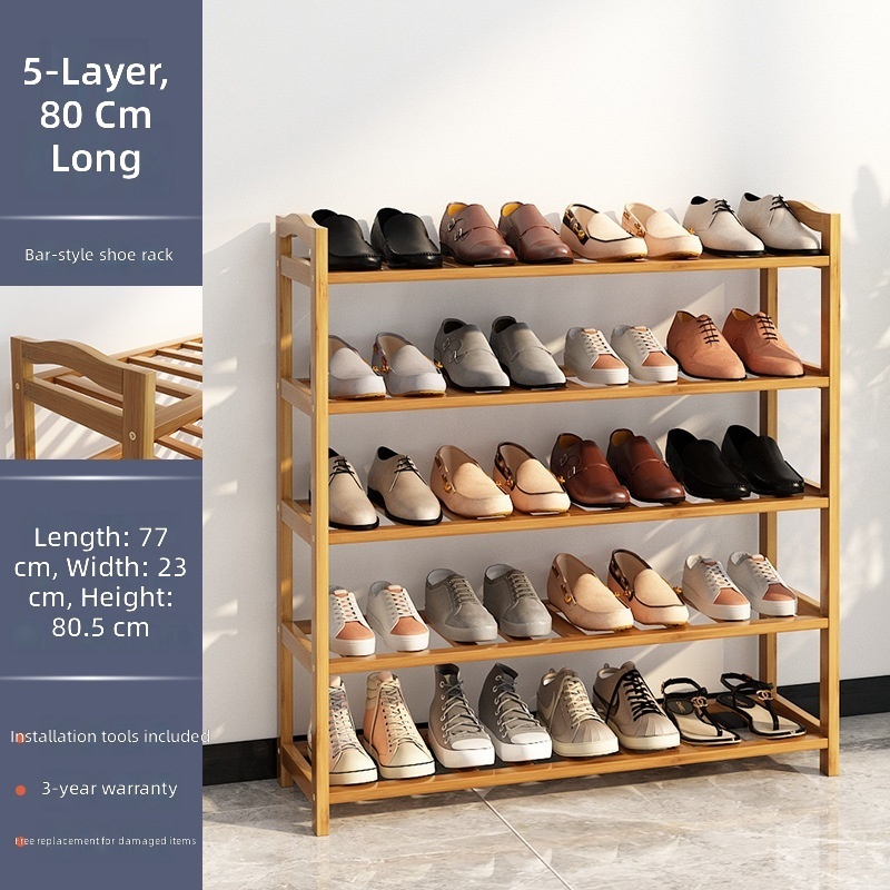 Zapatero de cinco niveles color marrón - 80 cm de largo