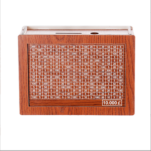 Sayaç ile ahşap kumbara yuvarlak para tasarrufu para kutusu hediye numarası için domuz ve ev şekli desen dekoratif zanaat - Product Image 5