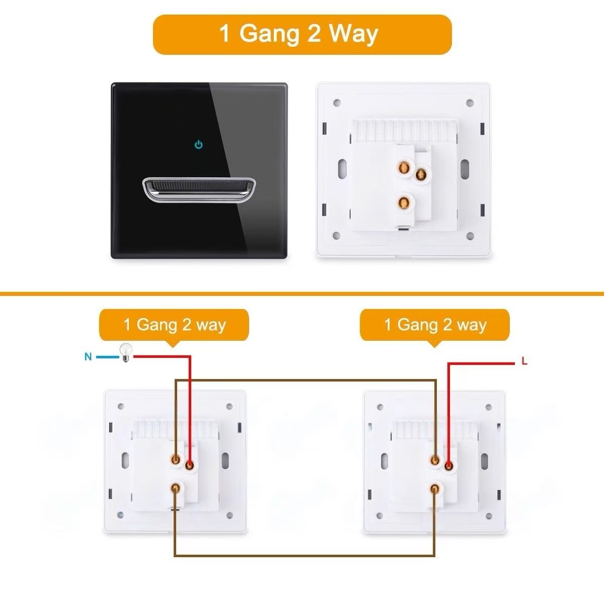 Vetro nero - aprire entrambi 1GANG2WAY