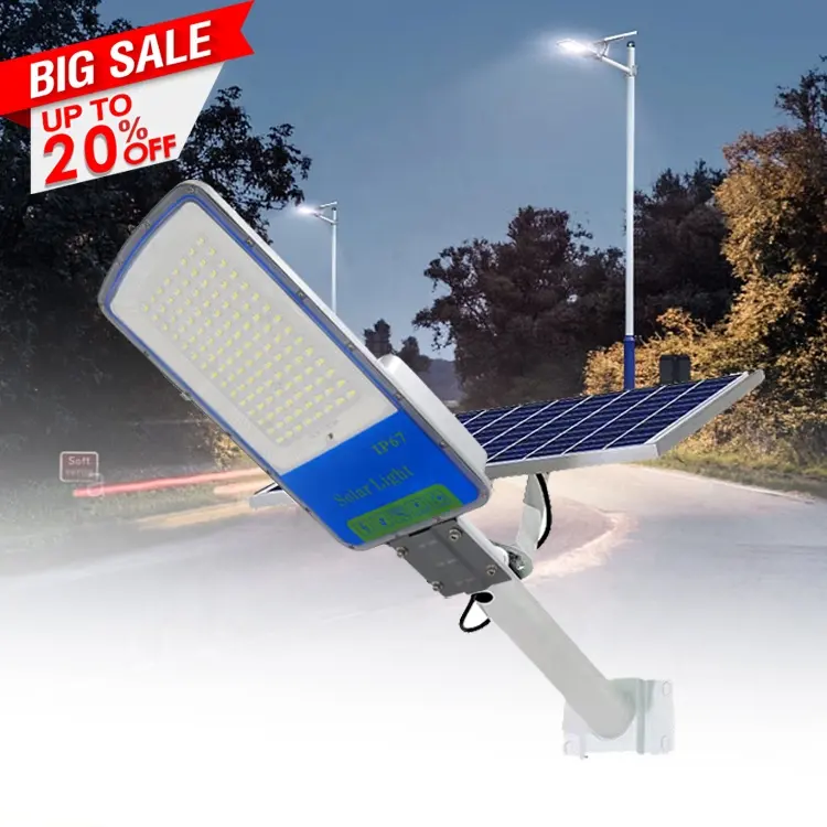 Super venta de luz de calle LED al aire libre IP 66 impermeable 120W Luz de calle LED solar para Parque Jardín cuadrado