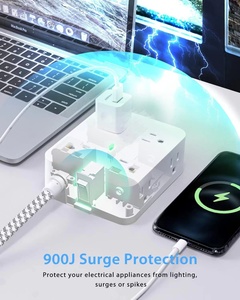 ETL sertifikalı çok fiş çıkış genişletici dalgalanma koruyucusu ev 2A için güç şeridi düz fiş duvara montaj USB şarj istasyonu - Product Image 5