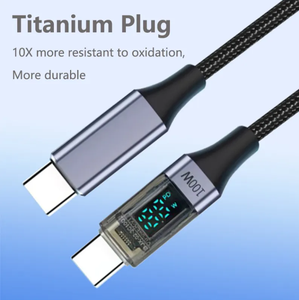 5A PD100W naylon örgü typ-c C tipi C şarj LED ekran hızlı şarj kablosu - Product Image 2
