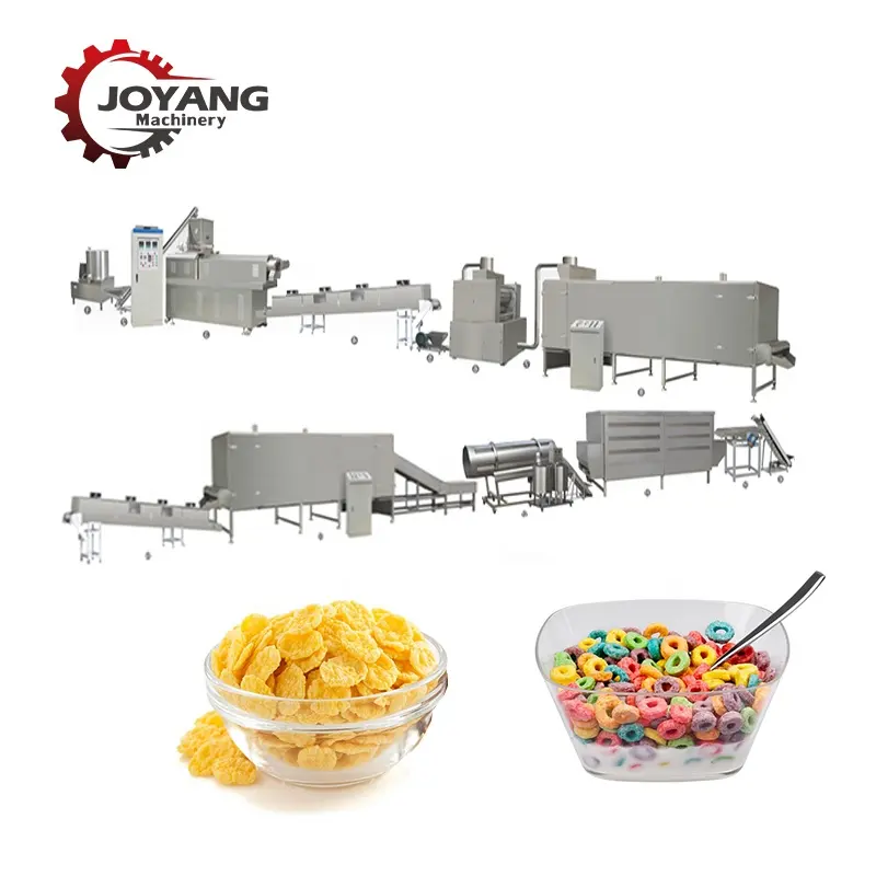 Máquina de producción de copos de maíz de desayuno instantáneo Frosties Línea de equipo extrusor de cereales extruidos