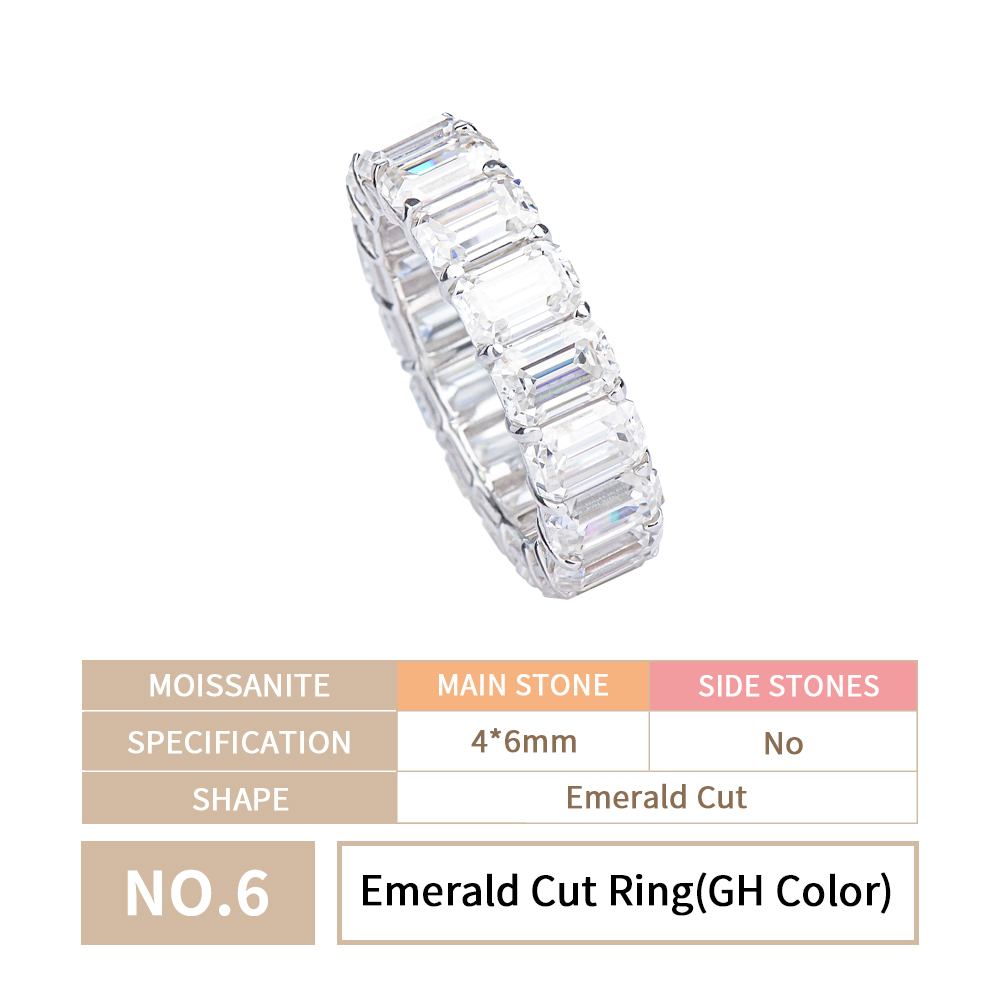 Anello di taglio smeraldo n. 6 (colore GH)