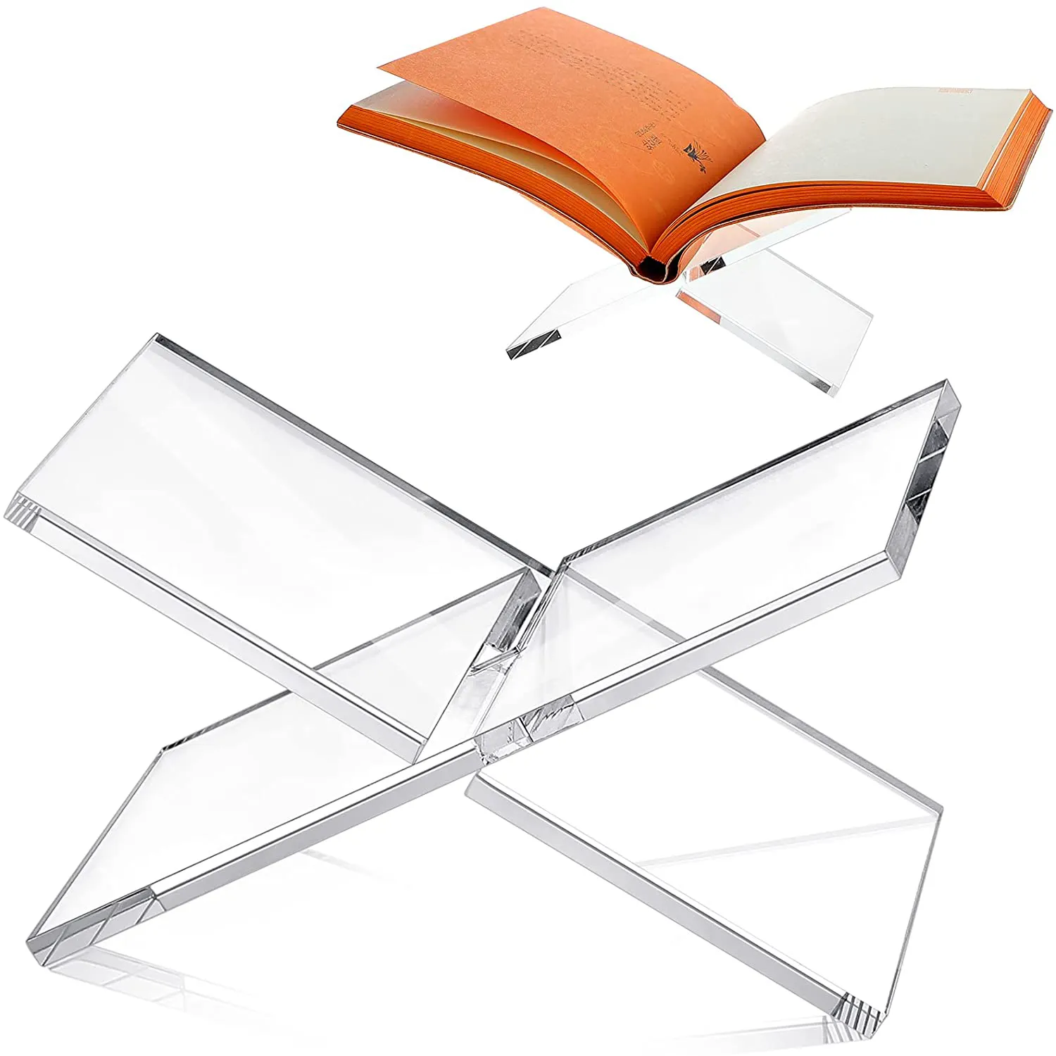 Custom Portable Clear Book Holder Acrylic Book Stand, Reading Stand for Desk Open and Closed Books Display