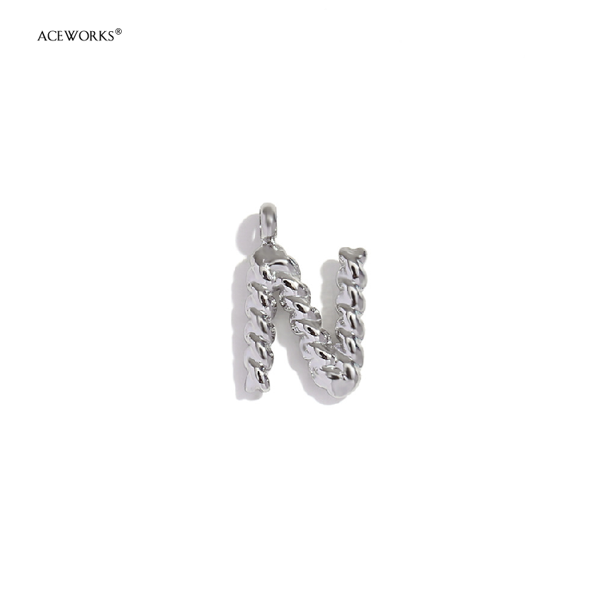 Mini Twisted Letter Pendant-Steel Color-N