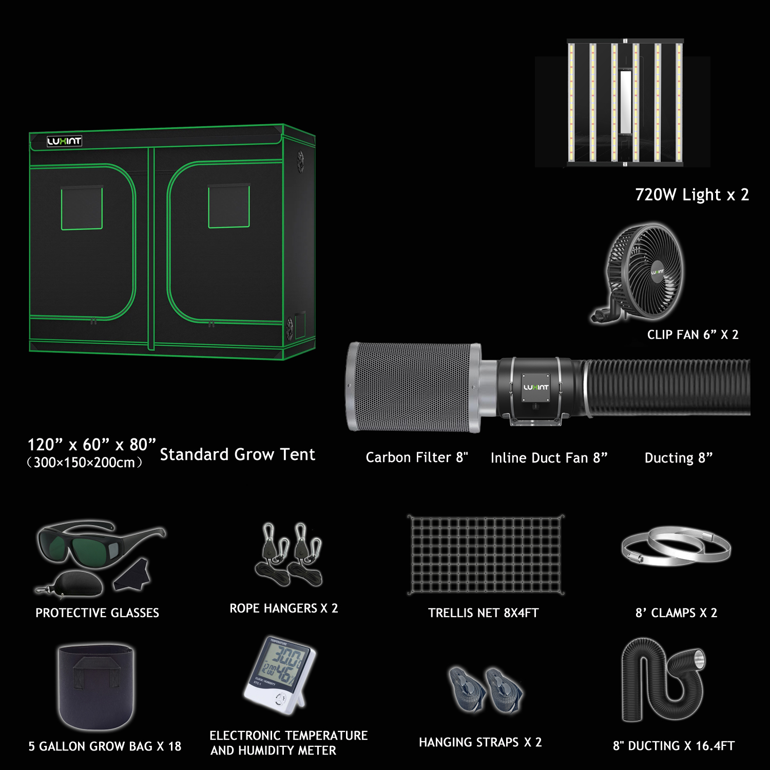 10x5ft +1440w grow light set