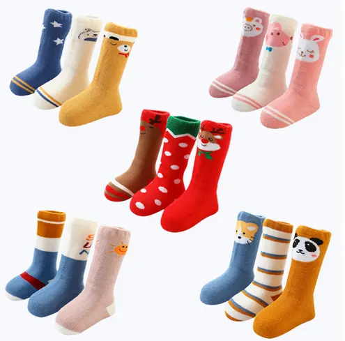 KTE-301 baby cotton long cute doll tube fancy socks gripper rattle shoe socks kids funny wholesale buy children sock