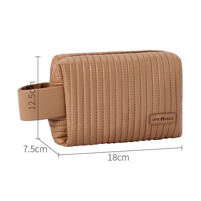 Octagonal cake makeup bag Mocha brown