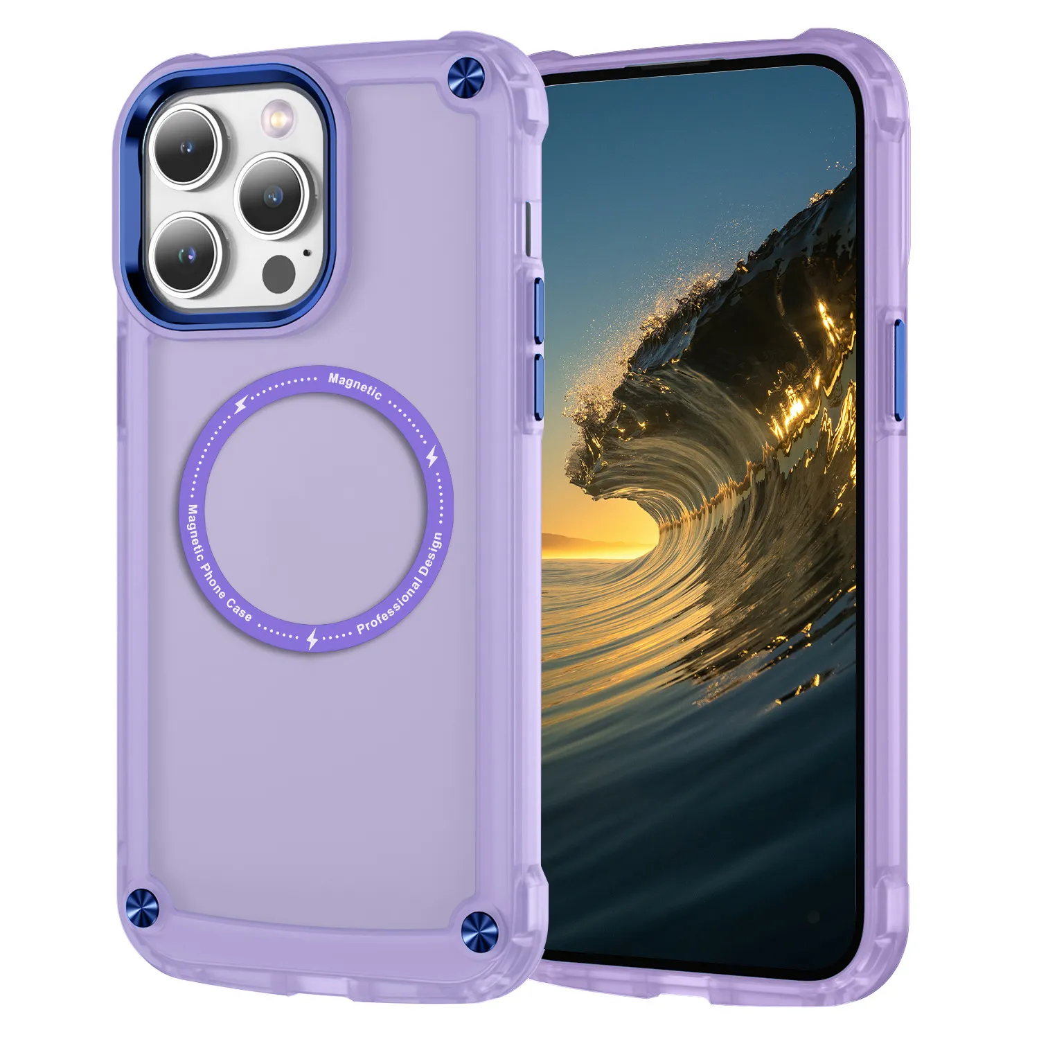 Baru untuk iPhone15 Pro Max casing pengisi daya nirkabel magnetis dengan pelindung ponsel Anti benturan sudut 360 untuk iPhone 15 Pro
