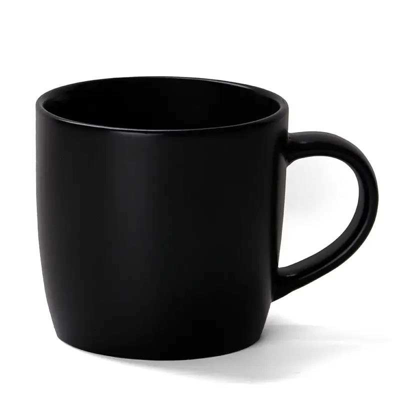 Tasse à café en porcelaine noire mate de 15 oz, grande tasse à café classique en céramique