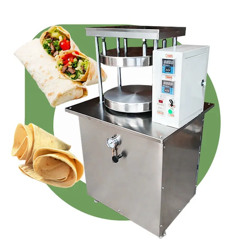 Otomatis komersial Roti Chapati makanan ringan Pizza penekan Roti Tortilla Prata membuat mesin pneumatik untuk Cina