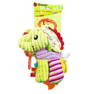 Küçük yeşil fil müzik kutusu çan 0-1 yaşında bebek torna asılı oyuncak el yapımı peluş erken eğitim oyuncak yıkanmış - Product Image 2