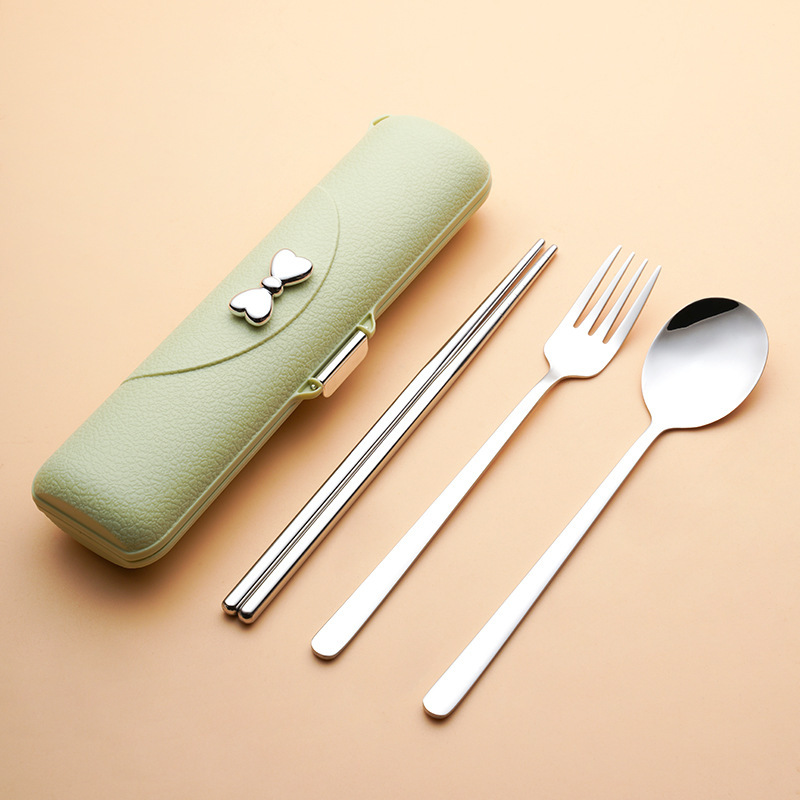 Palillos de tenedor y cuchara verde hierba (plateados)
