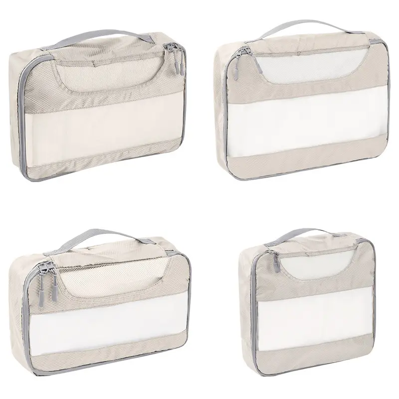 Nouveau design compression 4 pièces maille emballage cubes vêtements organisateur voyage bagages organisateur ensemble pour valise