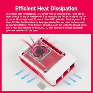 Aismartlink Official Raspberry Pi 5 Case Red/White Case Raspberry Pi5 Active Cooling PWM Fan Protection - Product Image 4