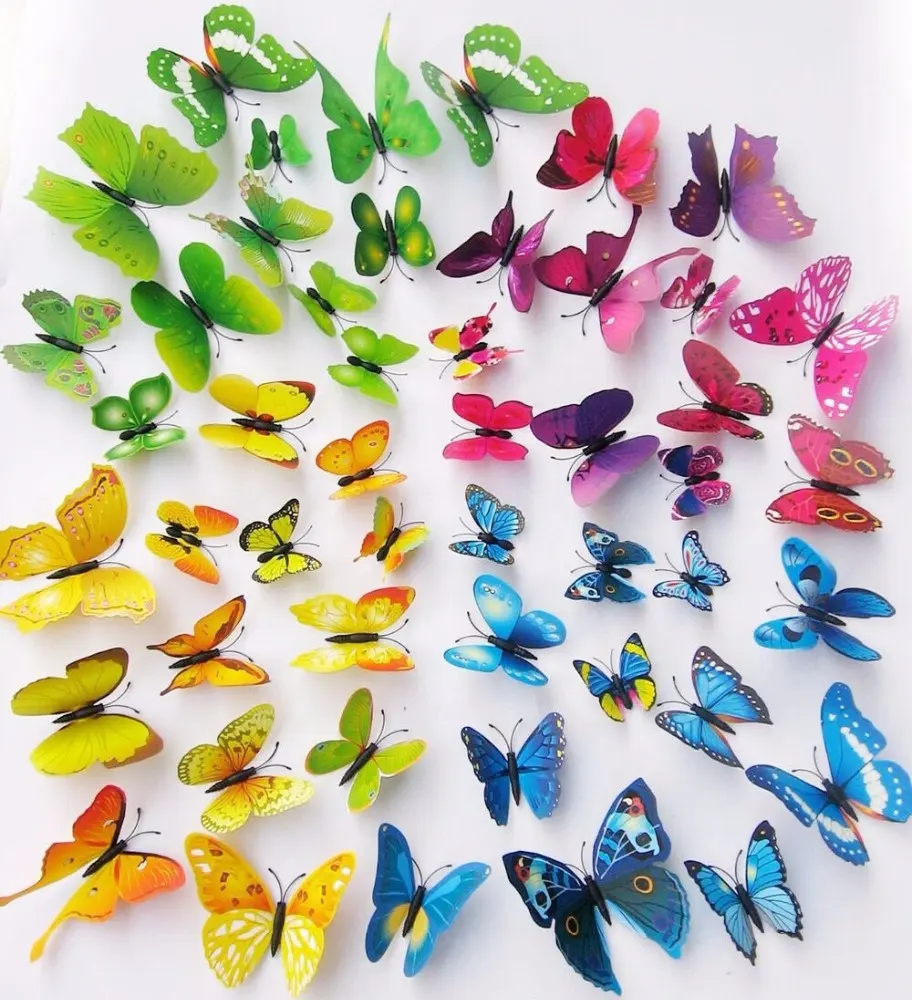 Emulational di plastica pvc farfalla magnetico con magnete in ferrite magnete del frigorifero decorativo