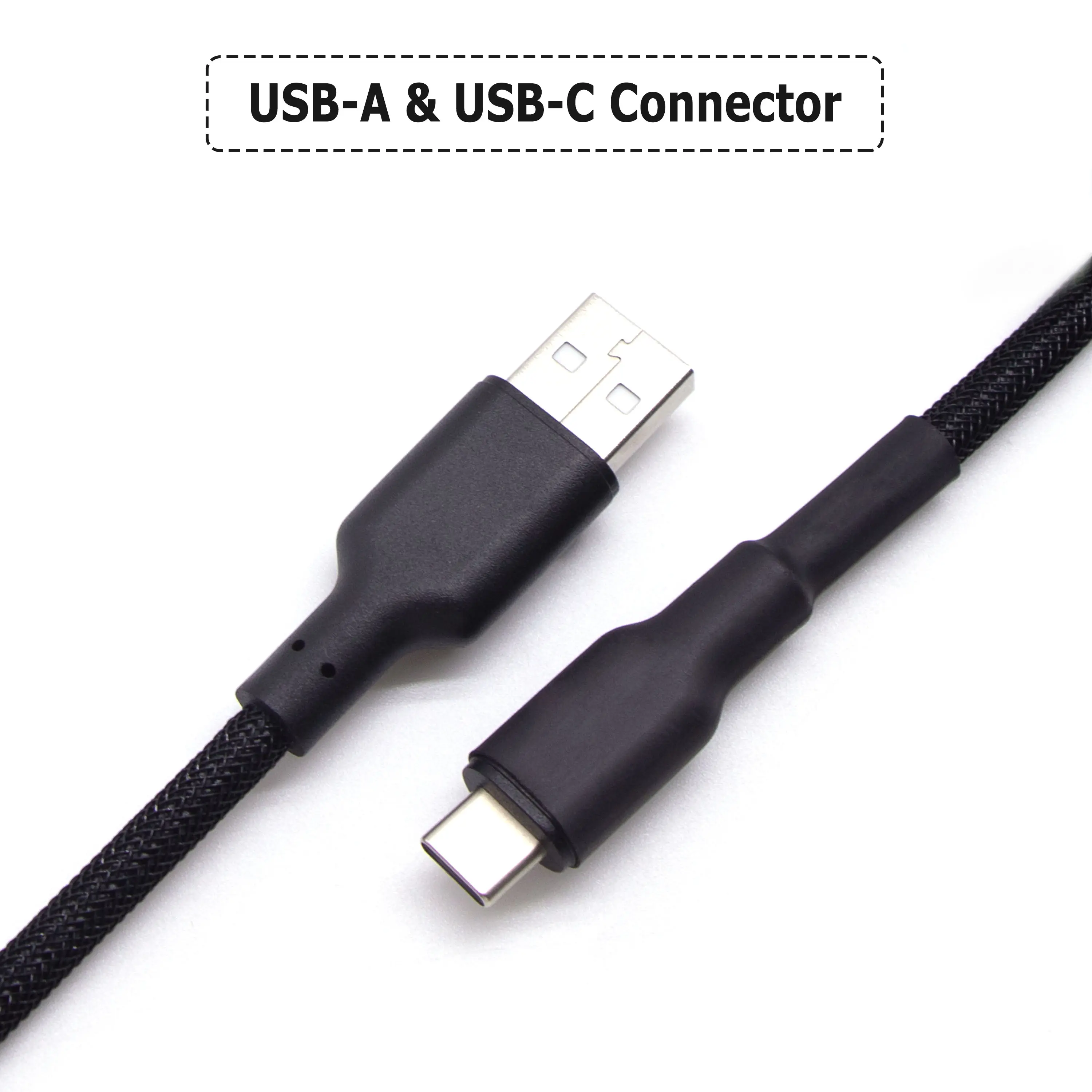 USB מקלדת כבל מכאני מקלדת סוג C כבל כפול שרוול מפותל מקלדת כבל