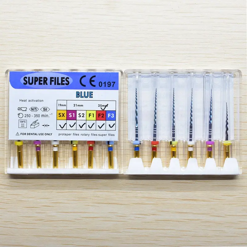 Dental flexible super files Blue heat activation root canal files niti instrument dentistry