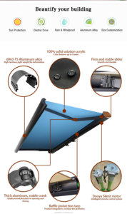 Üstün kaliteli ticari kahve dükkanı geri çekilebilir açık tente PVC pencere veranda ve balkon için beyaz çerçeve ile motorlu - Product Image 4