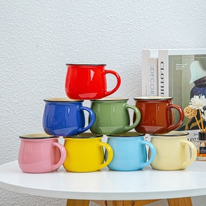 L卸売低価格カラーセラミック250MLビッグベリーミルク朝食コーヒーカップ艶出しマグカスタマイズ可能なロゴ - Product Image 1