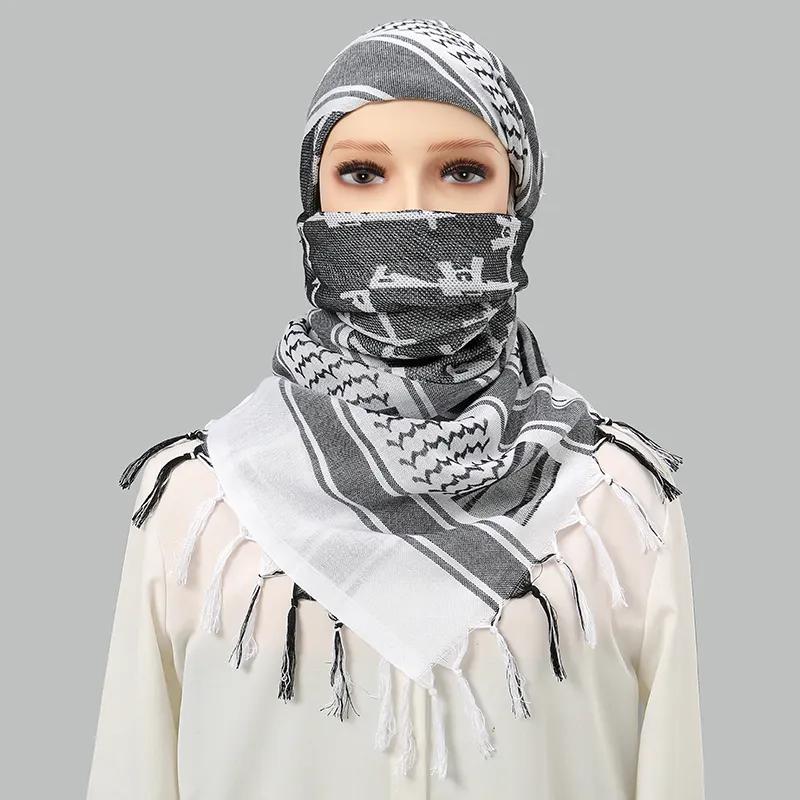 2023 Fashion Outdoor pria wanita katun Shemagh tebal Hijab Muslim multifungsi taktis syal Arab