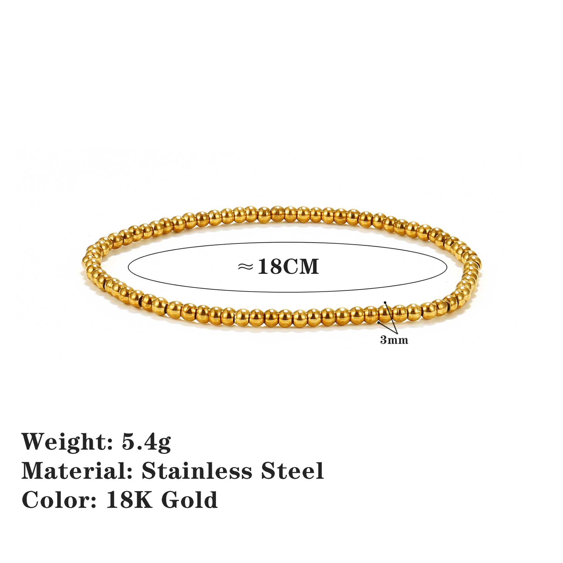 Gold 3mm-18cm