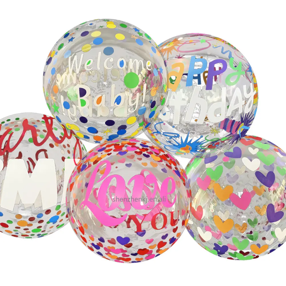 Globos de globo de feliz cumpleaños, globo transparente de burbuja, decoración para fiesta de cumpleaños, suministros para Baby Shower, 20 pulgadas