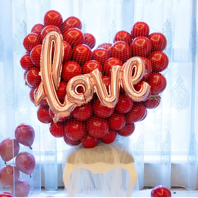 Creativo A Forma di Cuore Rosso Rubino Balloon Goccia Netto Di Compleanno giorno di san valentino di Nozze decorazione di Goccia Netto Per 300pcs 5 "palloncino