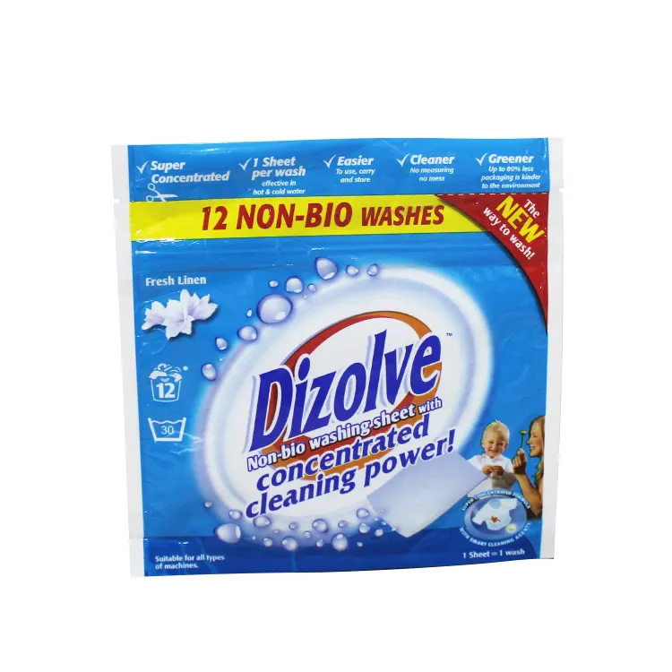 Accetti Su Misura di Lavaggio Sacchetti di Polvere di Detersivo Per Bucato Stampa 3 Side Seal Sacchetto di Imballaggio Sacchetti di Plastica