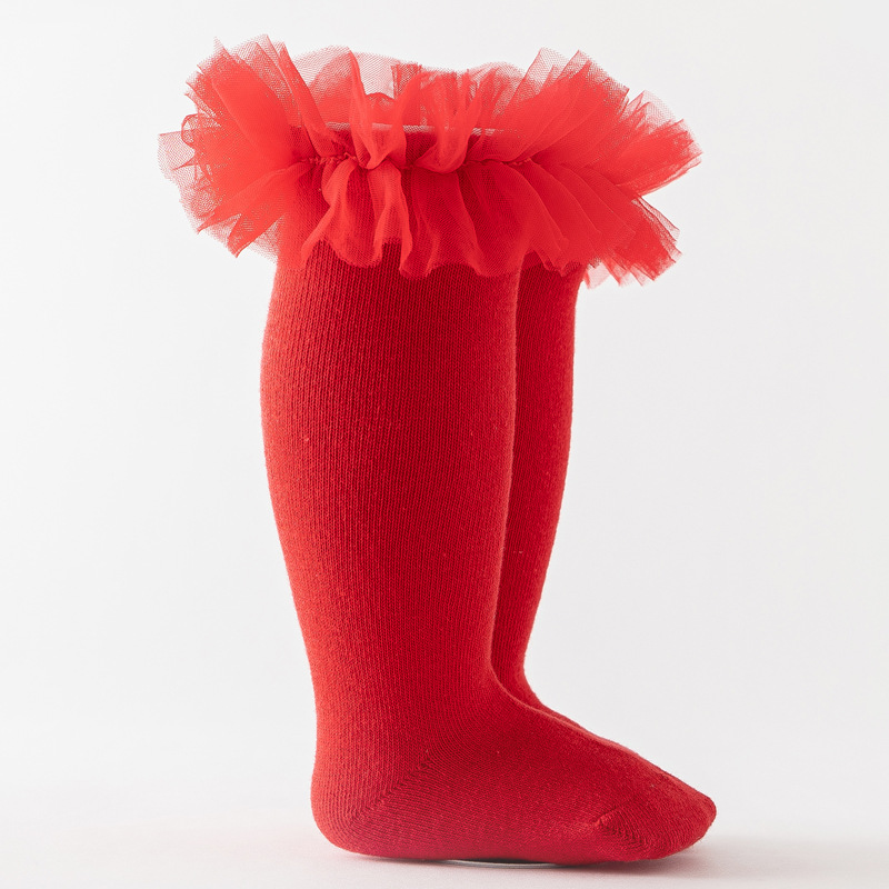 Red Kids Icing Ruffle Boot Calcetines
