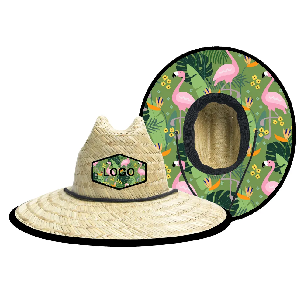 Sombrero de paja de ala ancha para hombre, protección solar para pesca al aire libre, con logo, venta al por mayor, Verano