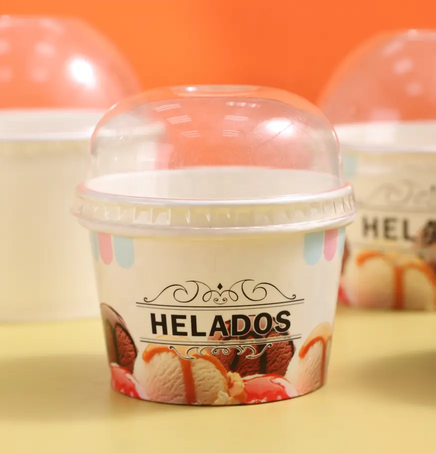 Embalaje de helado con tapa de papel, paredes, 16oz