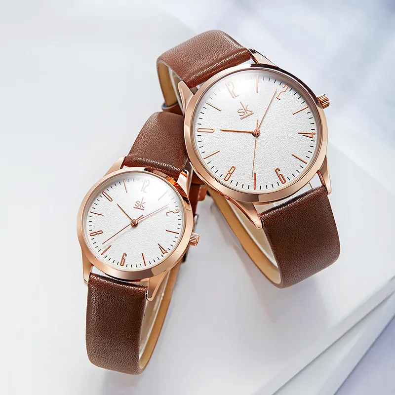Mode-Paar Lederarmband-Armbanduhr individuelles Logo Quarzuhren neuer Stil Vintage-Paaruhren