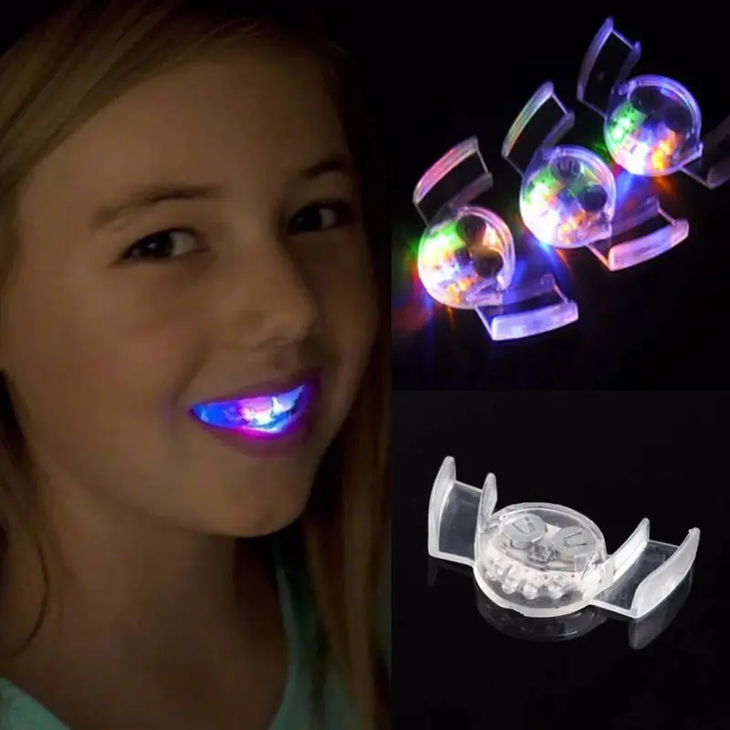 Yanıp sönen LED ağızlık yanıp sönen ağız koruyucusu parça şenlikli parti malzemeleri kızdırma diş komik LED ışık cadılar bayramı Brace