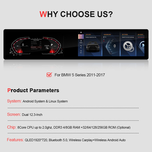 Navihua AndroidカーラジオデジタルクラスターデュアルスクリーンBMW 5シリーズF10 2011-2017マルチメディアシステムLCD機器自動車用 - Product Image 3