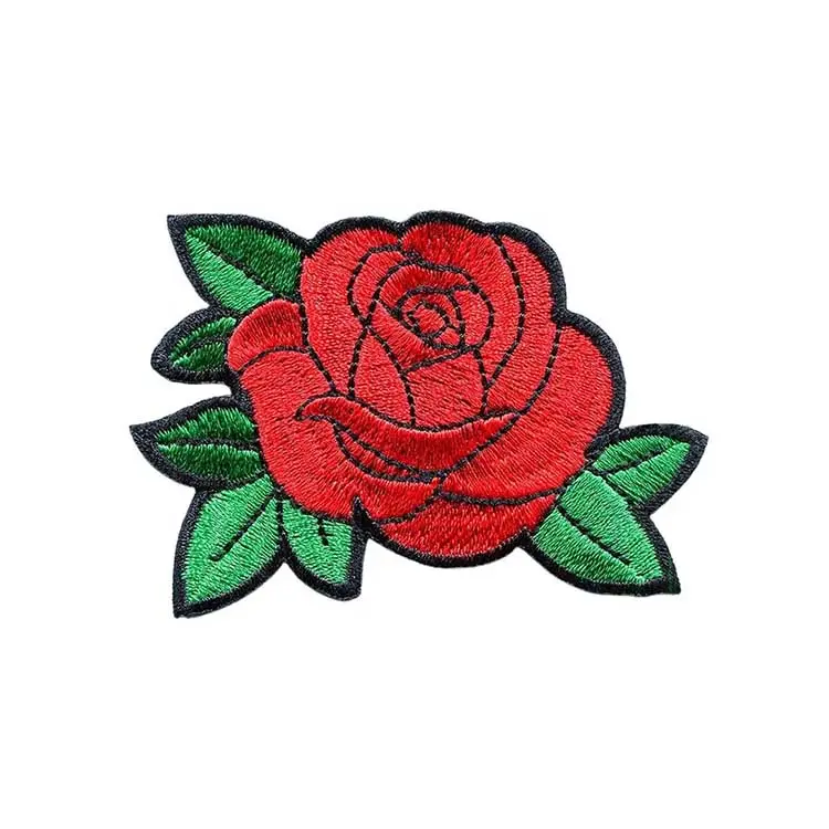 Custom Small Rose Flower Patch Heat Transfer Patches Embroidery