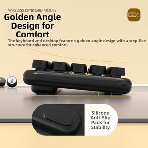 Bàn phím USB không dây một chế độ 2.4G 65 phím công thái học một mảnh đúc Keycap pin năng lượng thấp mô hình máy tính để bàn không thấm nước - Product Image 3