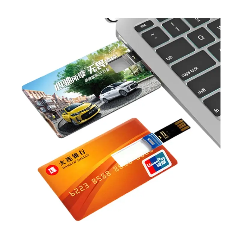 Pen drive USB para cartão, unidade flash USB recentemente desenvolvida com grande espaço de armazenamento para uso externo, semelhante a um cartão de crédito