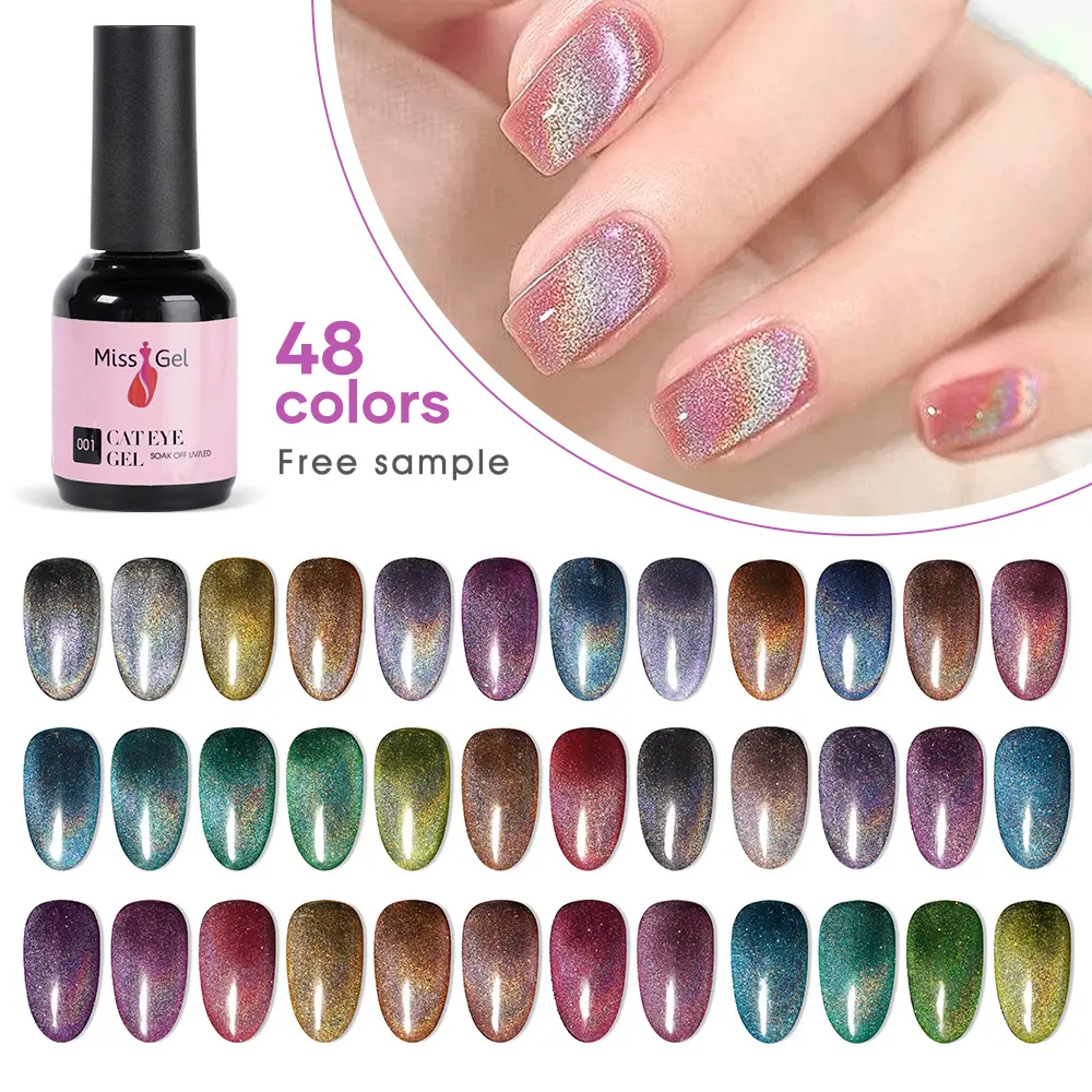 Missgel 48 colore misto glitterato fantasia sprite occhio di gatto gel oem lunga durata private label hema free uv gel smalto per unghie