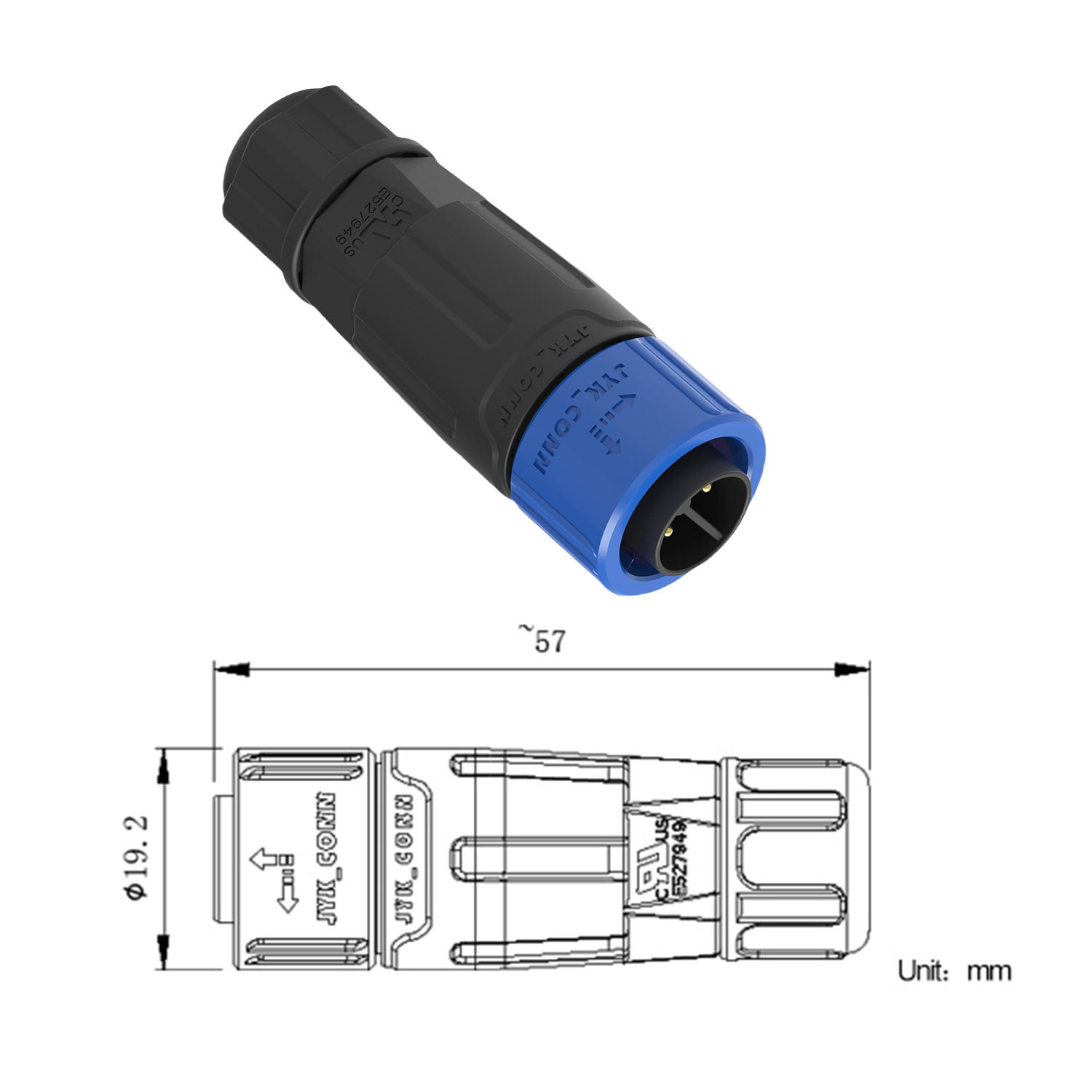 Conector Macho M16 de 2 Pines