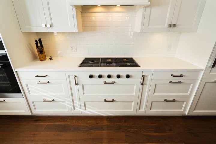 Kabinet dapur pintu Panel pengocok kayu putih mewah kabinet kustom mendukung kustomisasi seluruh rumah